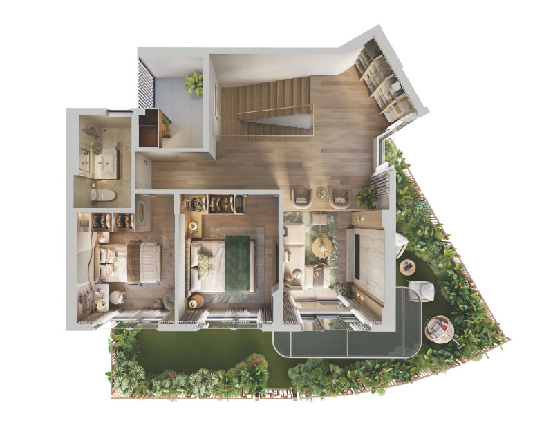 Phối cảnh biệt thự Duplex sân vườn Norton Park