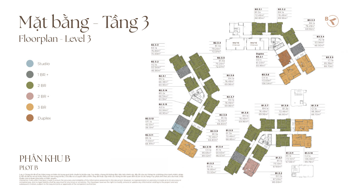 mặt bằng tầng 3 dự án norton park