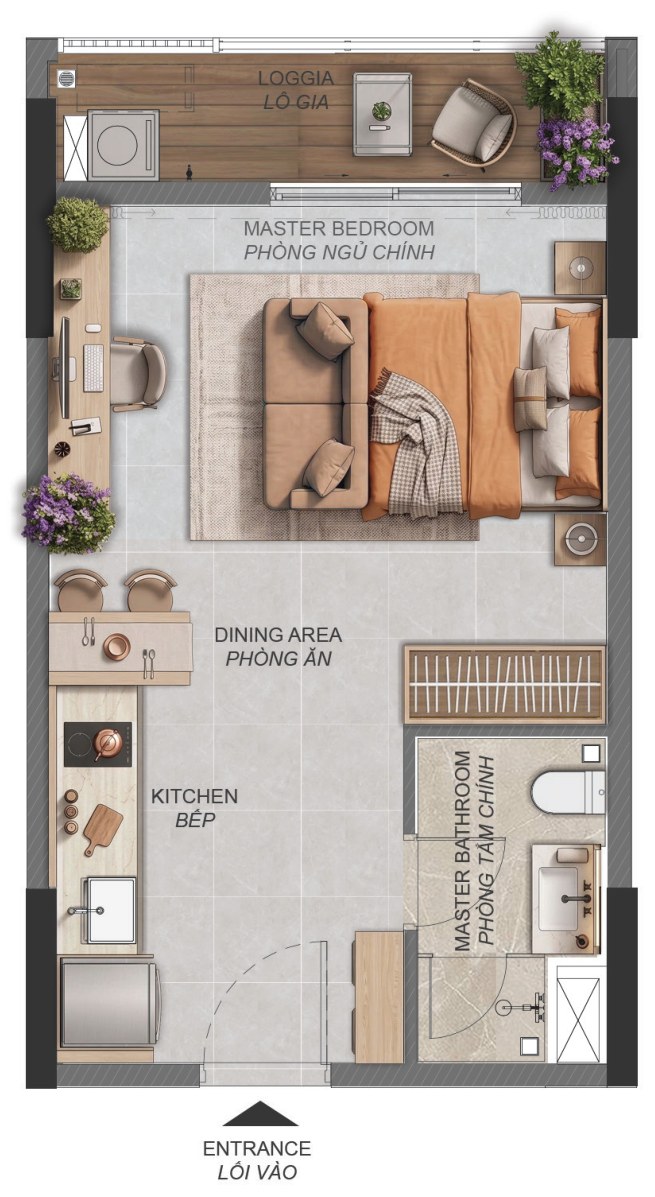 Mặt bằng căn hộ Studio Norton Park